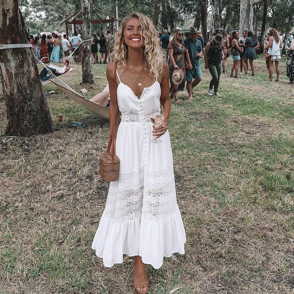 Lucia Off-Shoulder Boho Bohemian Wedding Festival Maxi Dress One Regular  Size