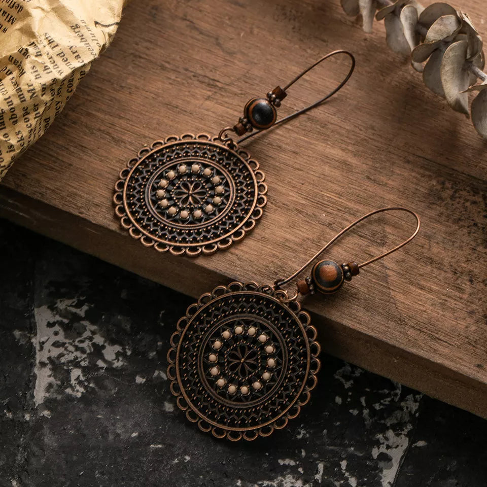 Ethnic Round Drop Earrings