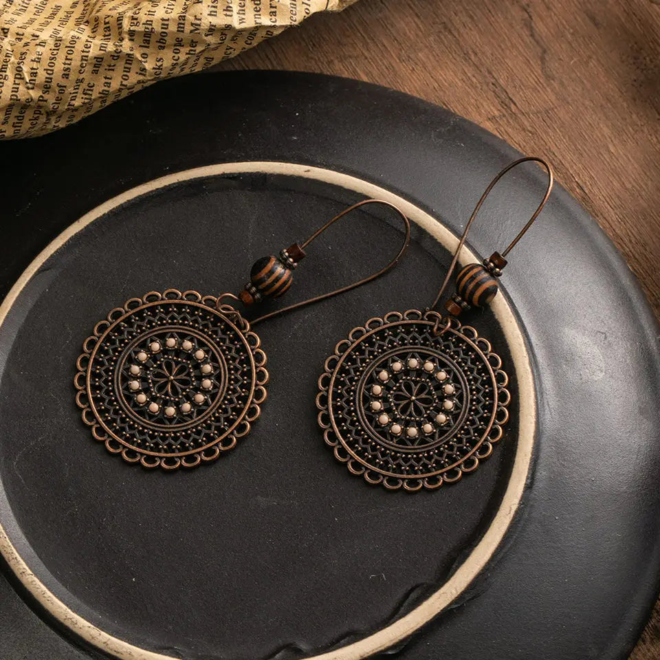 Ethnic Round Drop Earrings