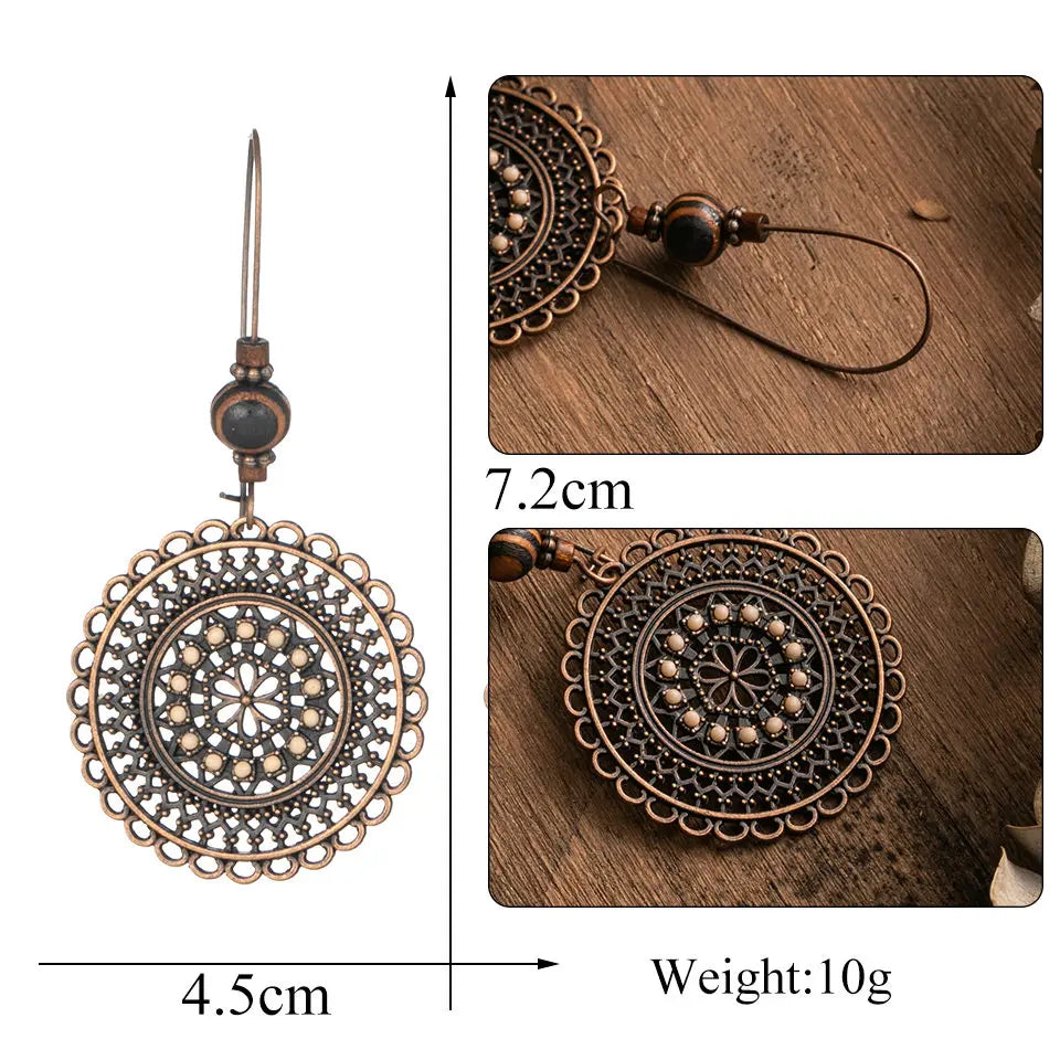 Ethnic Round Drop Earrings