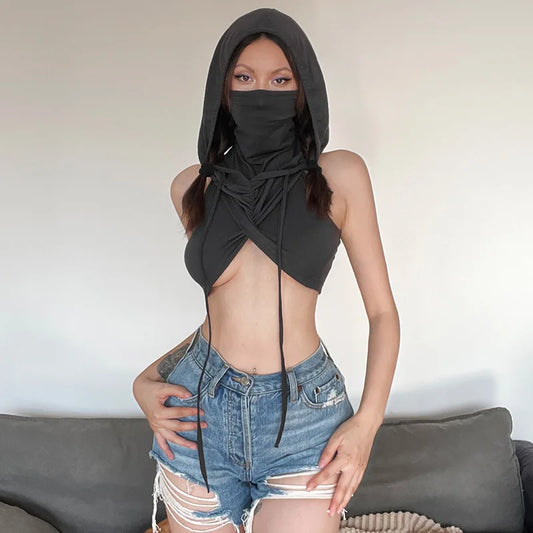 Slim Hooded Crop Top