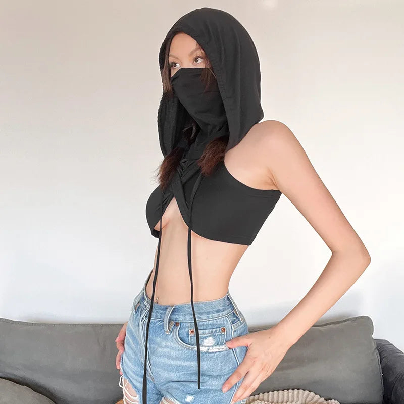 Slim Hooded Crop Top