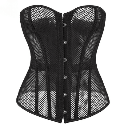 Black Gothic Mesh Corset Top Corsets - The Burner Shop