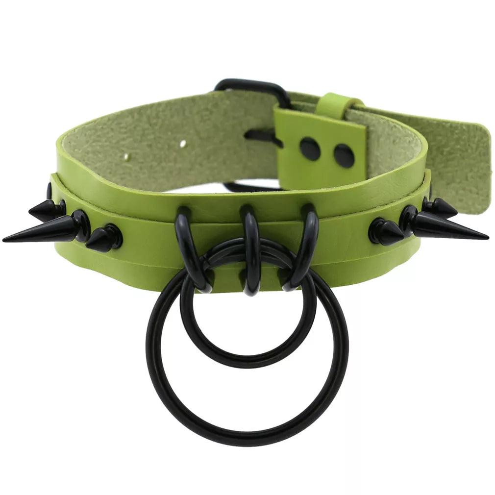 Gothic Leather Chokers - Green Set Choker - The Burner Shop