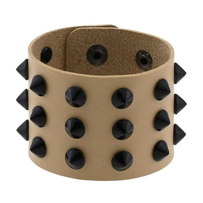 Gothic Spike Rivets Leather Wristband Bracelets - The Burner Shop