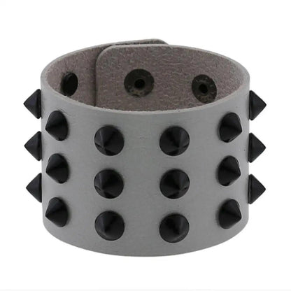 Gothic Spike Rivets Leather Wristband Bracelets - The Burner Shop