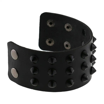 Gothic Spike Rivets Leather Wristband Bracelets - The Burner Shop