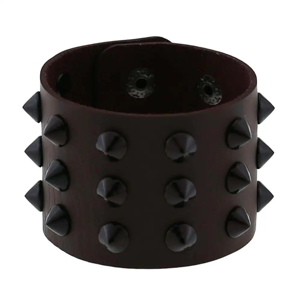 Gothic Spike Rivets Leather Wristband Bracelets - The Burner Shop