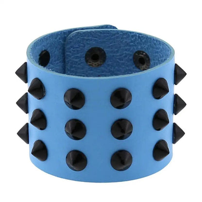 Gothic Spike Rivets Leather Wristband Bracelets - The Burner Shop