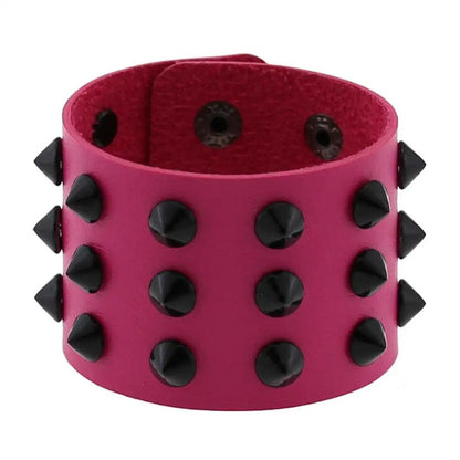 Gothic Spike Rivets Leather Wristband Bracelets - The Burner Shop