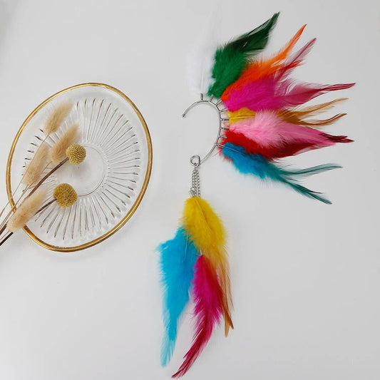 Handmade Feather Ear Cuff with Tassels Ear Cuff - The Burner Shop