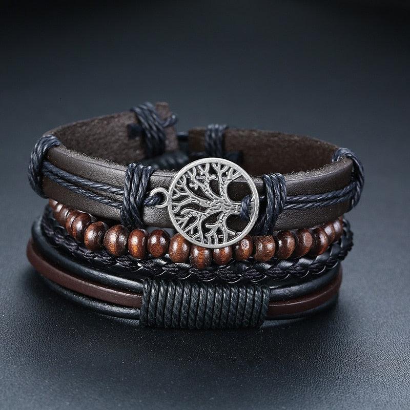 Boho Braided Wrap Leather Wristbands Set Bracelets - The Burner Shop