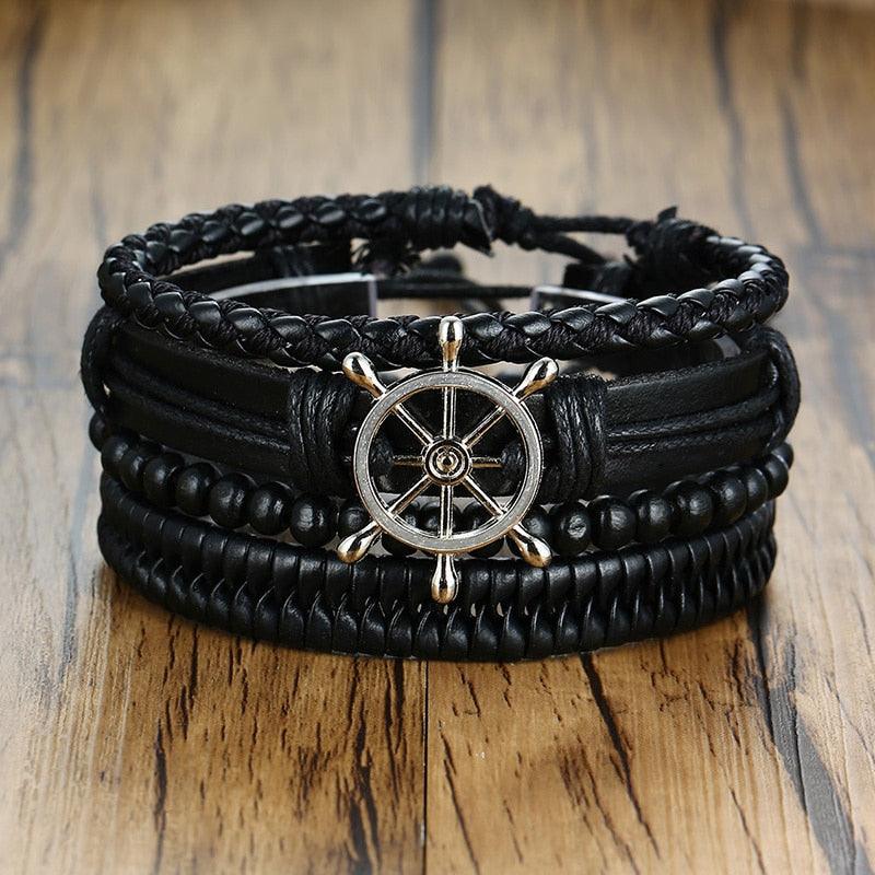 Boho Braided Wrap Leather Wristbands Set Bracelets - The Burner Shop