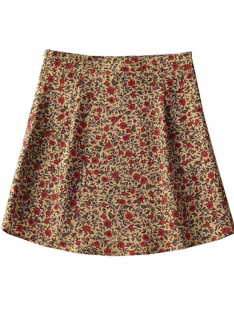 Zara floral mini skirt hotsell with belt