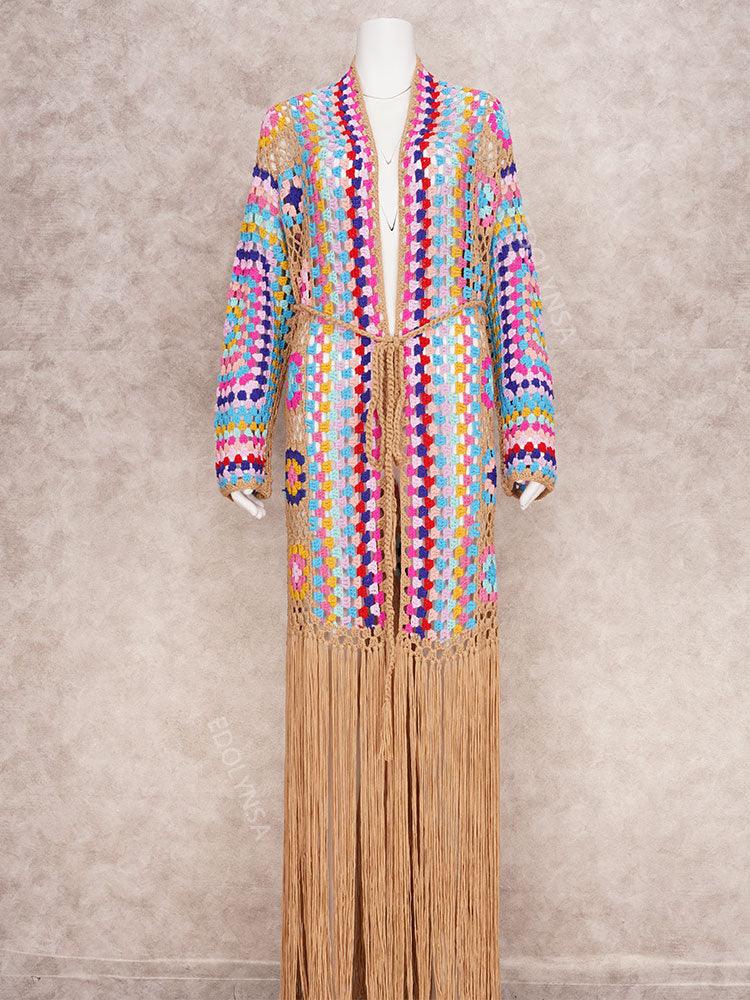 Boho Handmade Fringed Crochet Cardigan Cardigans - The Burner Shop