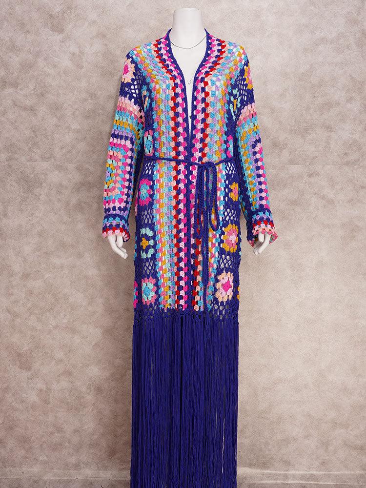 Boho Handmade Fringed Crochet Cardigan Cardigans - The Burner Shop