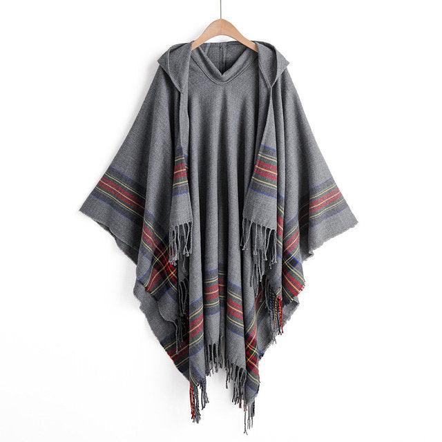 Boho Hooded Shawl Poncho Ponchos - The Burner Shop