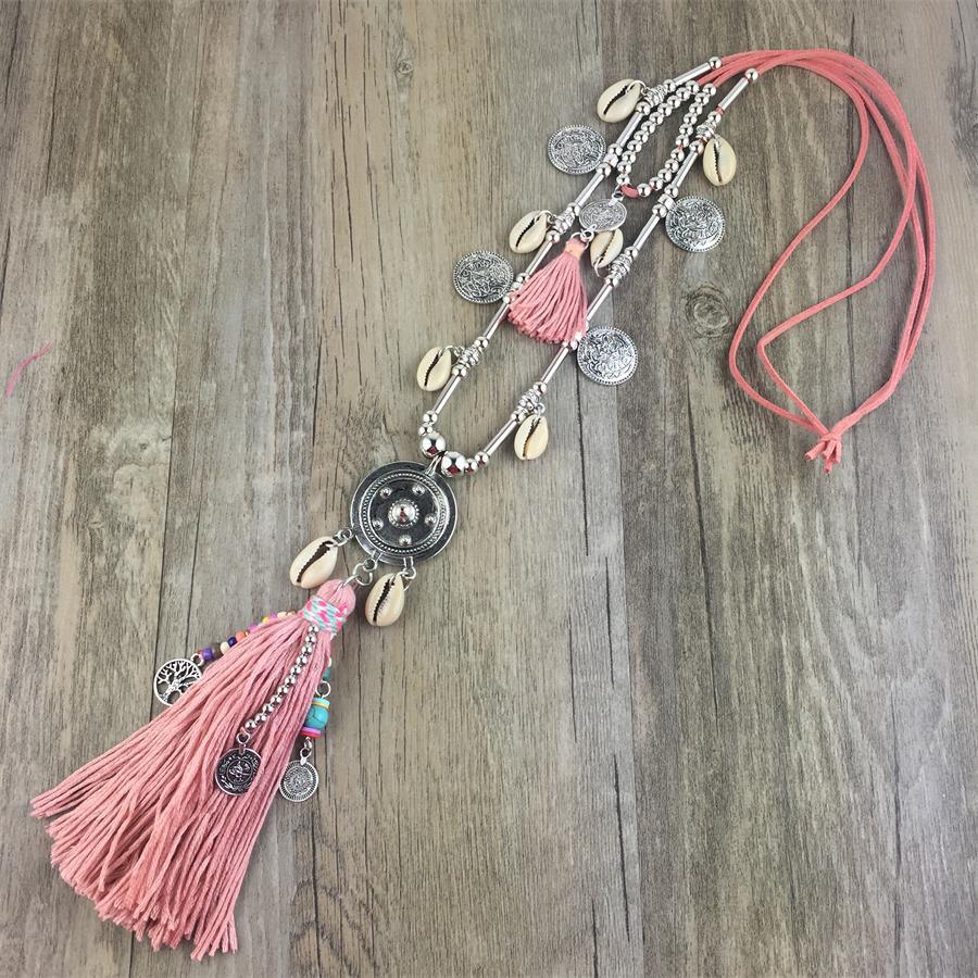 quality at the best price Boho Leather Tassel Necklace - Brown and ...