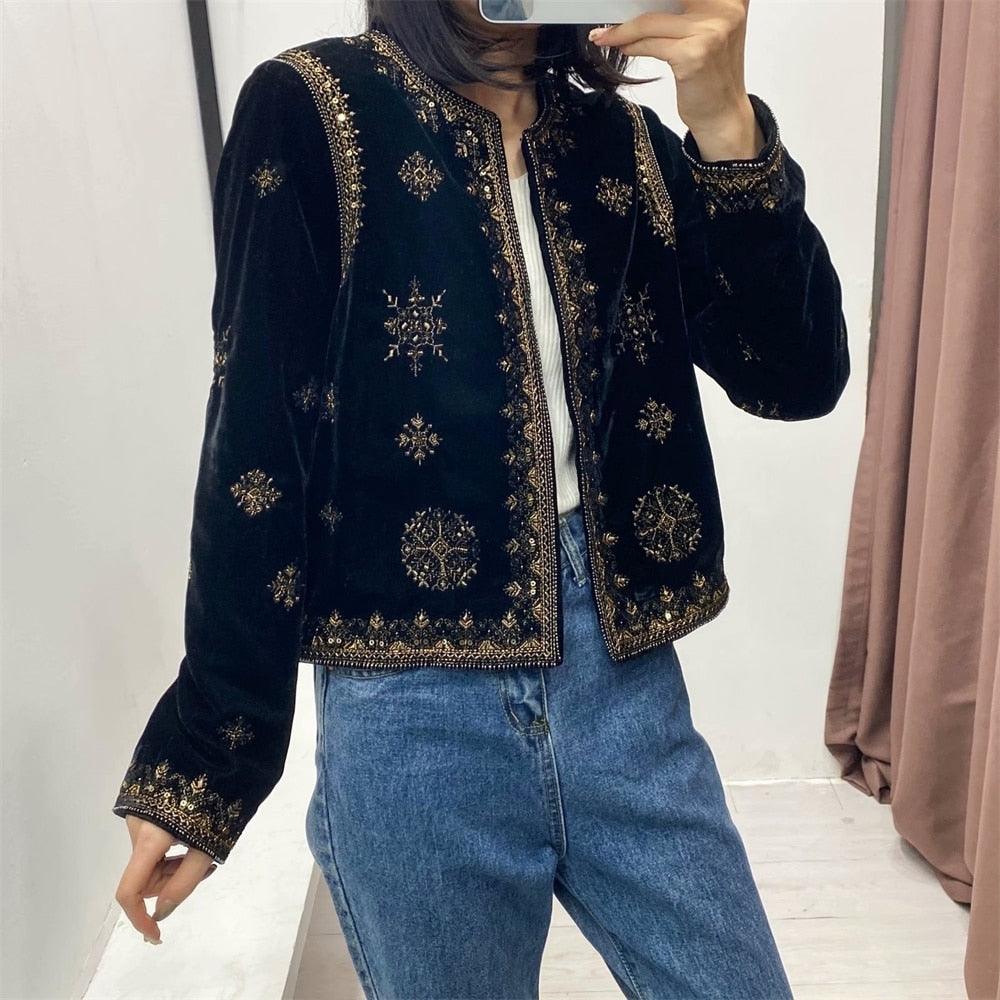 Boho Retro Velvet Jacket Jackets - The Burner Shop