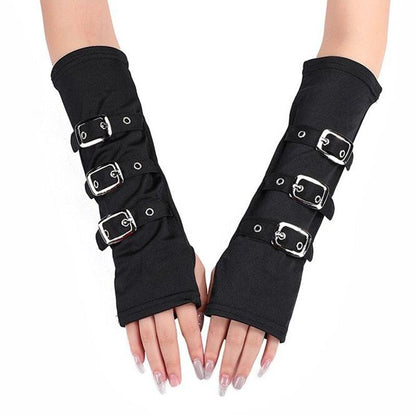 Fingerless Eyelet Ribbon Elbow Gloves Gloves - The Burner Shop