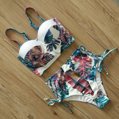 Floral Boho High Waist Bikini Set Swimwear - The Burner Shop