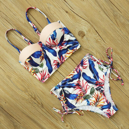 Floral Boho High Waist Bikini Set Swimwear - The Burner Shop