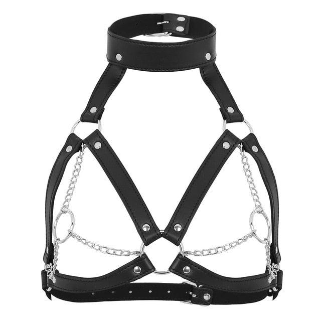 Gothic Leather Body Harness with Metal Chain – The Burner Shop