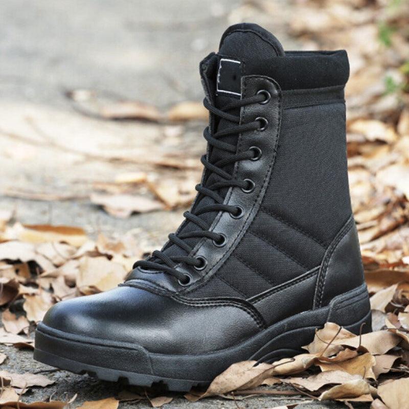 Black leather outlet military boots mens