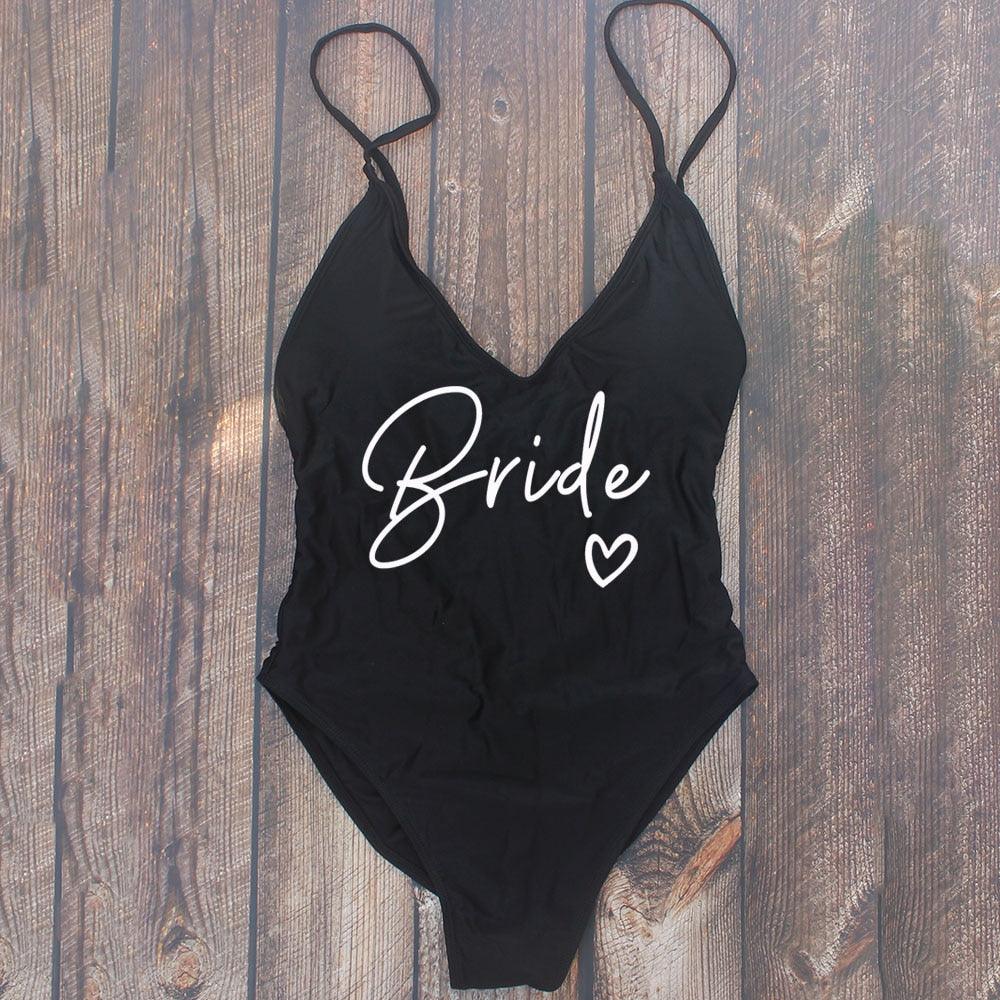 Black team bride swimsuit fashion