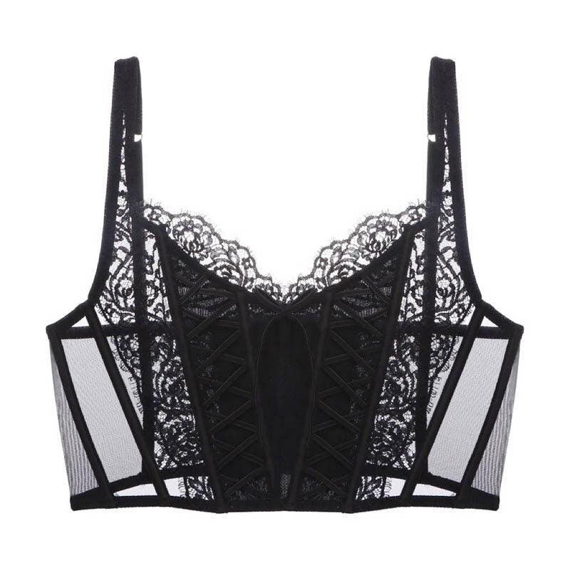 Lace Unlined No-Wire Bustier Crop Top