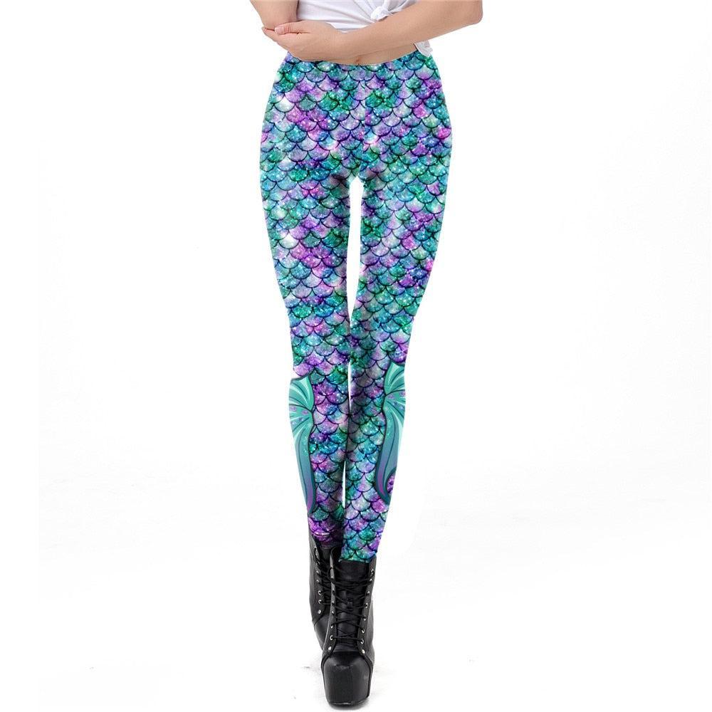 Turquoise/Fuschia Fish scale Capri Dive Leggings – T SEA I - ART